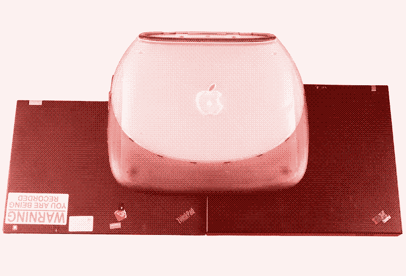 3 laptops white dithered